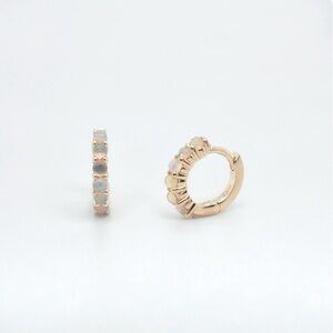 Eliza Page 14k Yellow Gold Opal Huggies